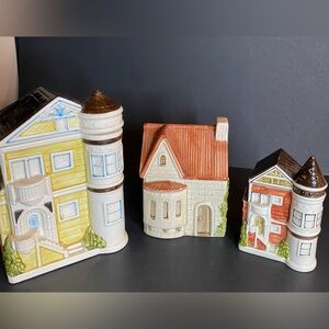 Vintage Otagiri Victorian House Ceramic Sugar  Hand Painted yellow only